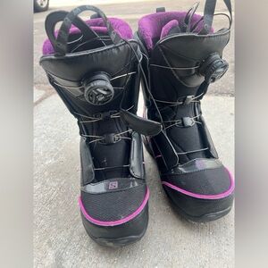 Salomon Black and Purple Snowboard Boots